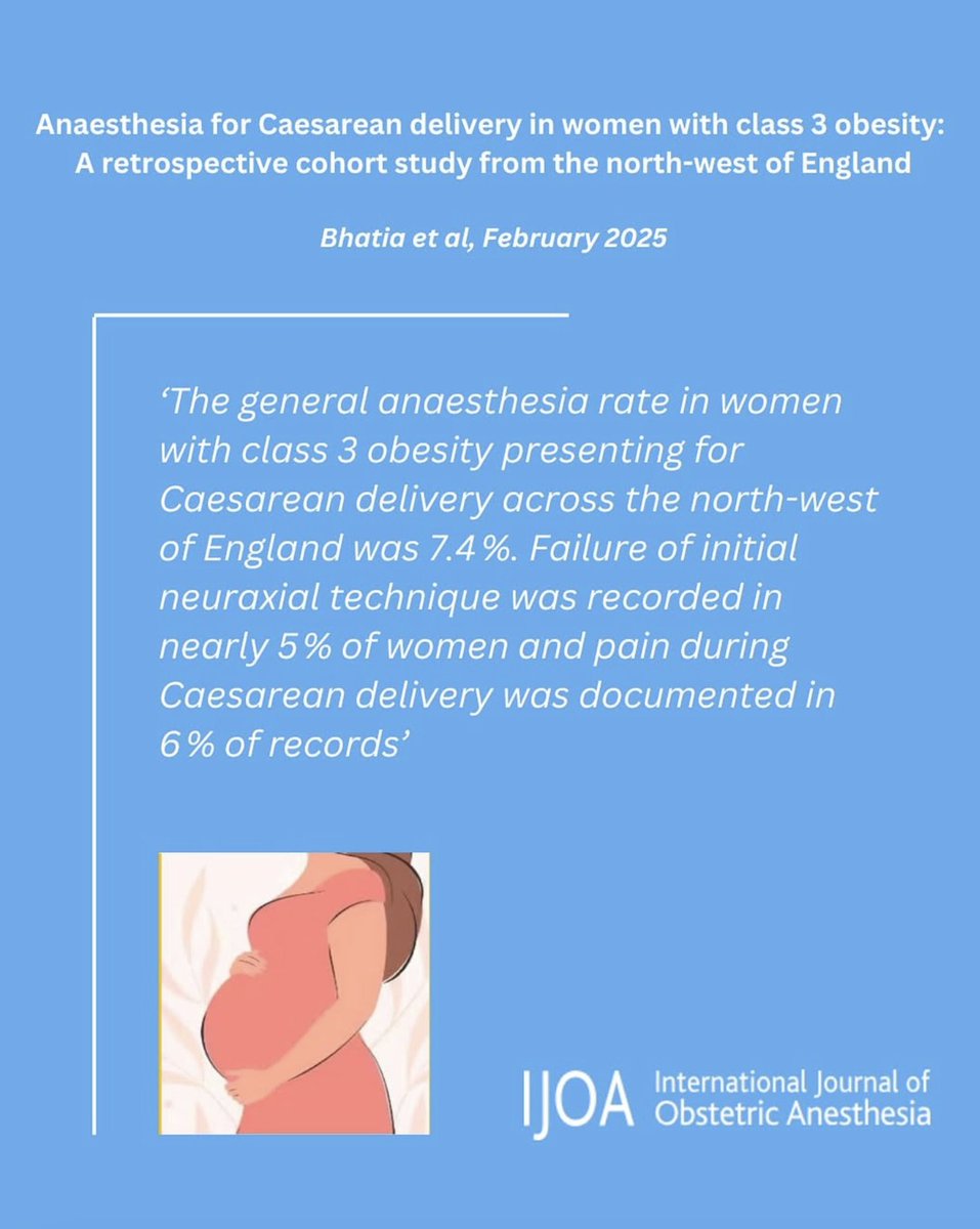 Anaesthesia for Caesarean delivery in women with Class III obesity by <a href="/kcbanaesthesia/">Kailash.Bhatia</a> 

#ObAnes #ObAnaes <a href="/SOBAuk/">SOBA</a> 

Full article below: 
obstetanesthesia.com/article/S0959-…