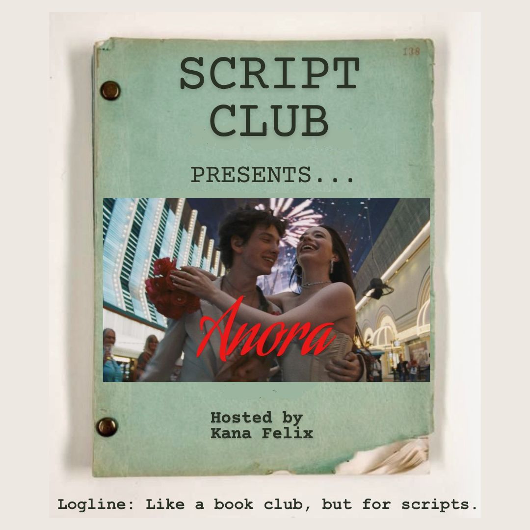kanoodle7's tweet image. Happy 1st Birthday to #ScriptClub - it&apos;s been a beautiful year of community, nerdy screenwriting talks, and thoughtful discussions. To celebrate, we&apos;re reading the Oscar-winning screenplay #Anora. + I&apos;ll give a lil preview of my upcoming writing workshop.