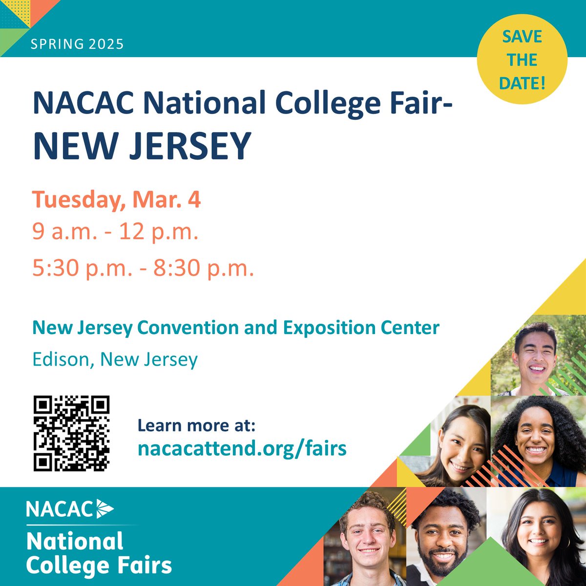 NACACFairs's tweet image. Don&apos;t these upcoming #NACAC National College Fairs.
Mar. 4 – New Jersey (two sessions)
Mar. 9 - Miami
Mar. 9 – St. Louis

Attendee registration: ow.ly/zIli50V81UT