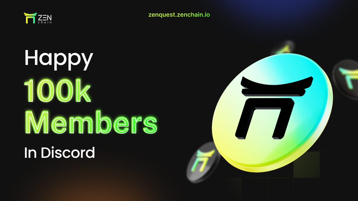100,000 ZenChain Community Members!

We just hit 100K members on Discord! 

A huge shoutout to our Early Supporters... Your belief, contributions, and energy have been the backbone of this journey. This is just the beginning! 💚

Join the movement &amp; start your testnet journey
