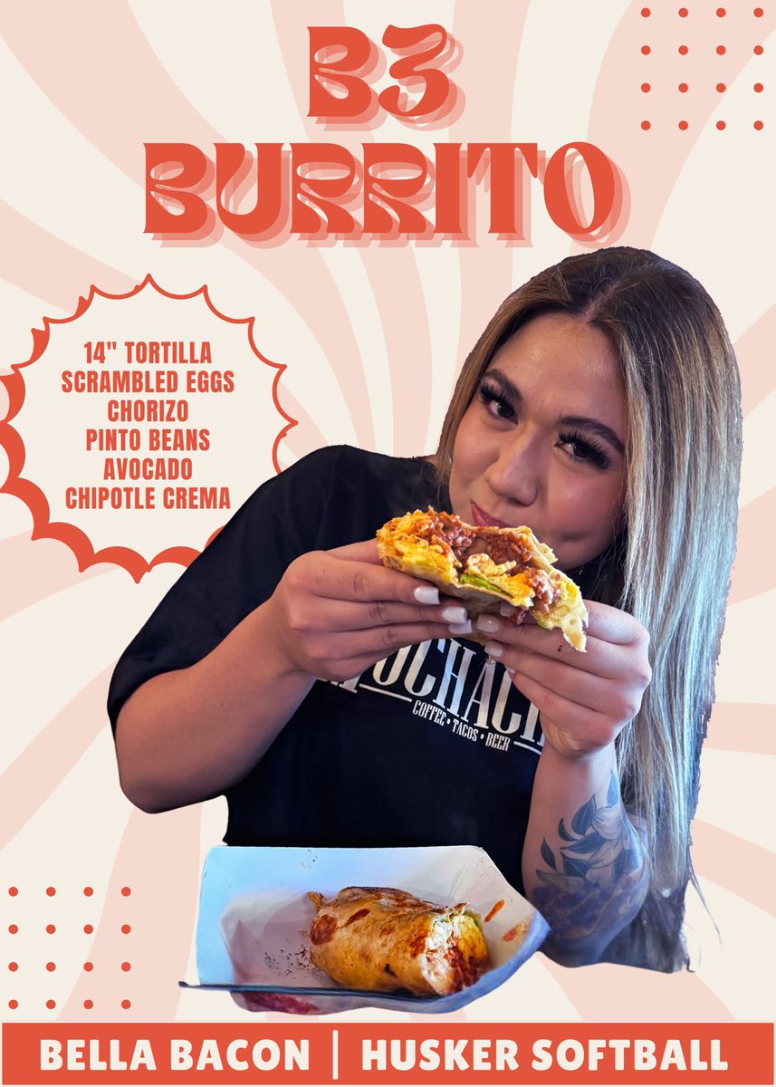 Husker fans! We play at Bowlin this week🚨

If you’re looking to grab some good food before, check out <a href="/Yo_Muchacho/">Muchachos</a> and try the B3 Burrito!! Hands down the best restaurant in Lincoln🔥