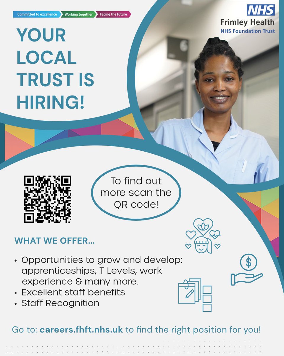 🎉 Your Local Trust is hiring! 🎉

With new vacancies popping up every day, it’s your chance to give back to your local services and put your skills and knowledge to good use to help your community and be part of something truly special.💙

careers.fhft.nhs.uk/our-vacancies/…