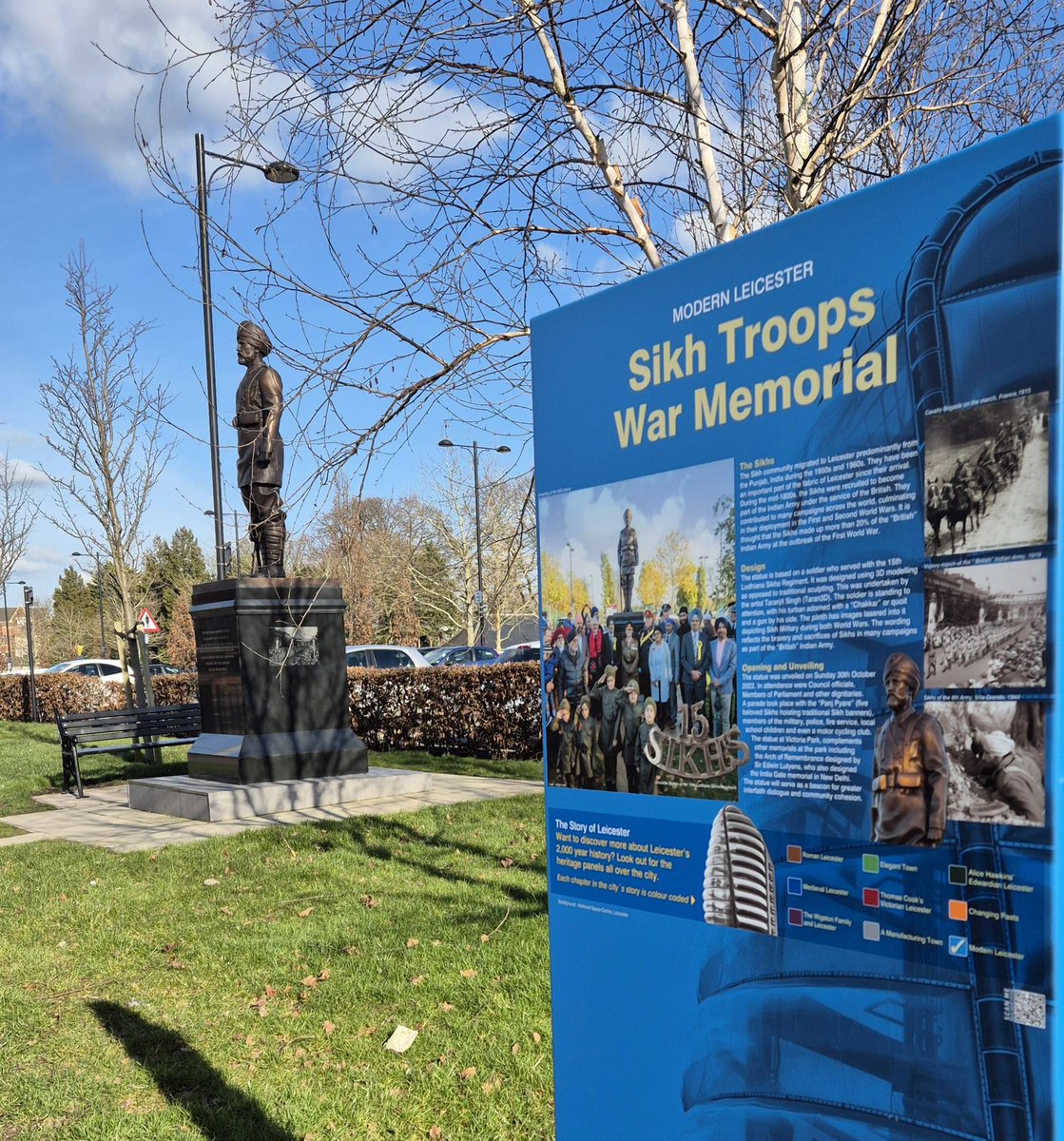 Memorial to the Sikh #troops who fought for our country in the #war. You can find this in Victoria Park opposite De Montfort Hall. 

#memorial #Leicester #statue #history