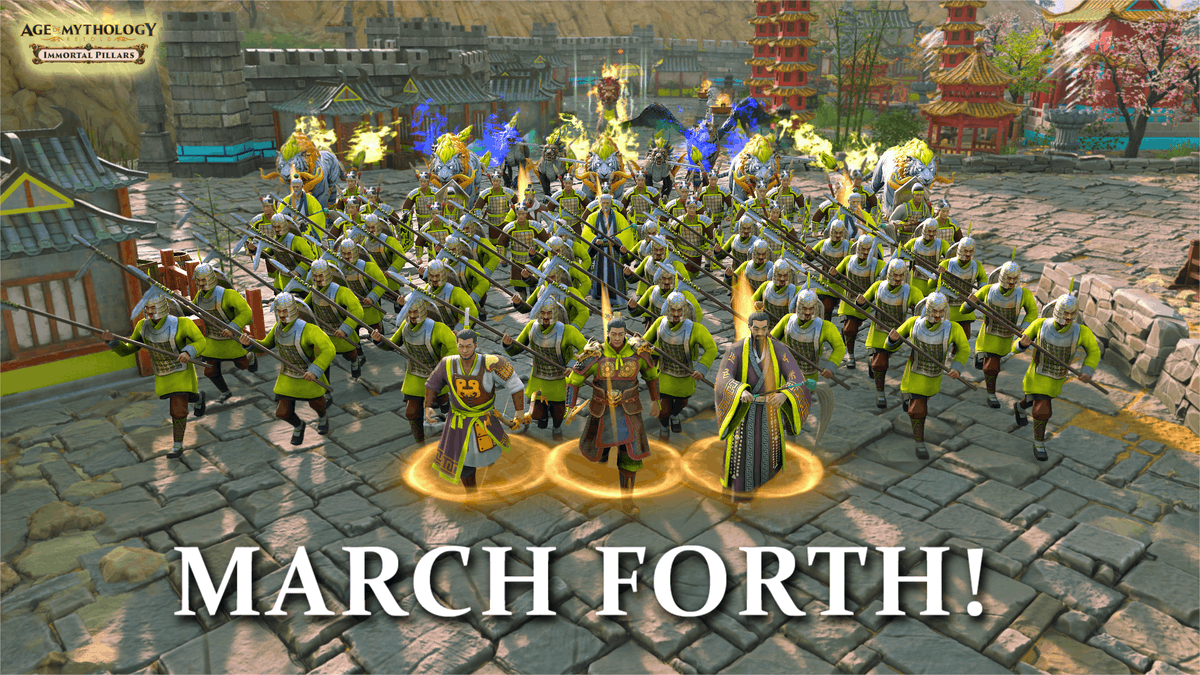 Ageofmyth's tweet image. Prepare to march forth into battle, tomorrow, when Immortal Pillars launches on PC, Xbox, and PlayStation! 

#TimeToRise #AgeOfMythologyRetold
