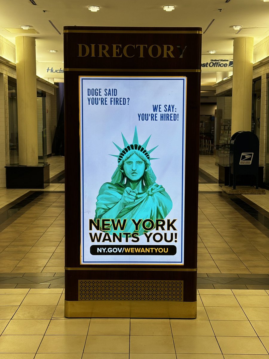 👀 Spotted in DC’s Union Station this morning: an ad from New York State, appealing to federal workers fired as part of the #DOGE initiative