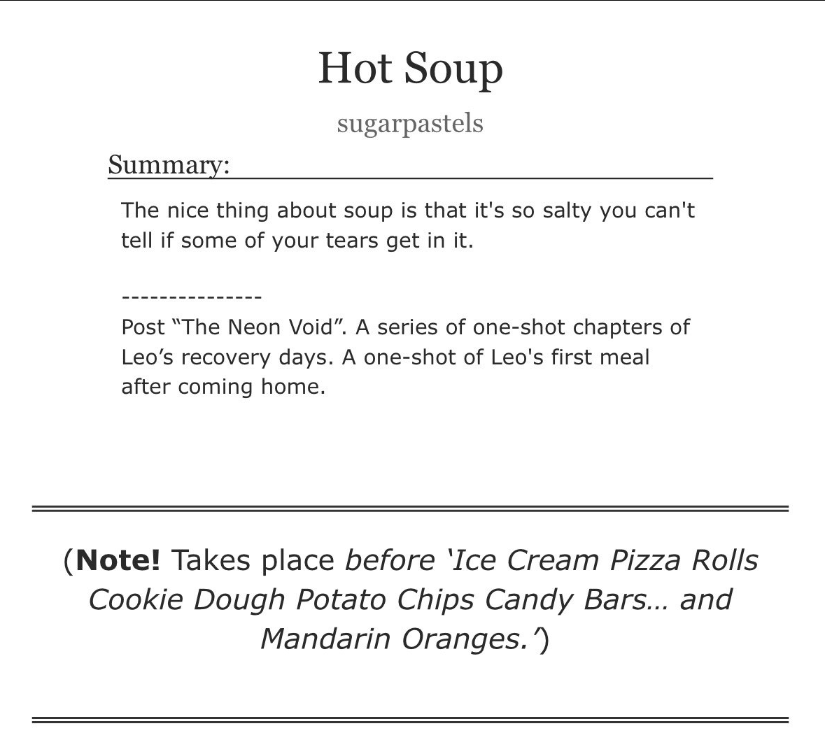 sugarpastelTMNT's tweet photo. Purgatory Paradise: Hot Soup  

Leo enjoys his first real meal since coming home 🍲

https://t.co/88l0r6Q5V8 #rottmnt #RiseoftheTMNT #SaveRiseoftheTMNT #SaveRiseofTMNT #ficupdate https://t.co/oA5U4boPRm