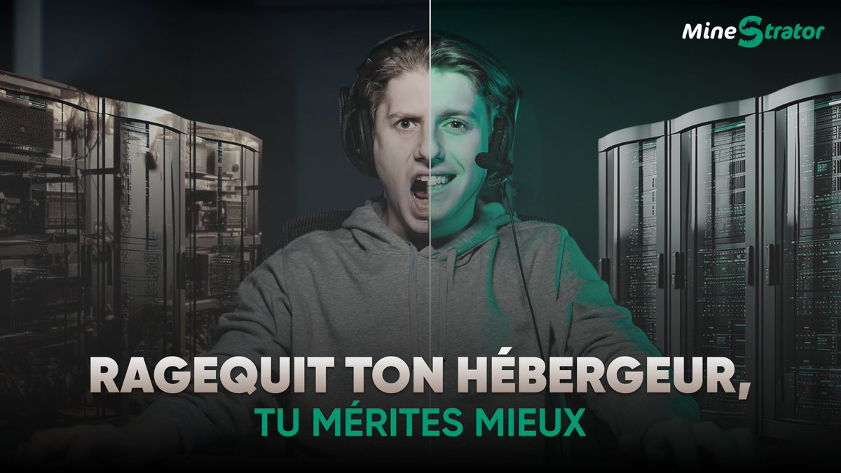 Marre de ton hébergeur ? 💀
Lag, crashs, support aux fraises...   

Ragequit ton hébergeur et teste MineStrator gratuitement jusqu'à 3 mois pour découvrir LA différence 🫵🏻
🔗 minestrator.com/ragequit/ton/h…
*Offre soumise à conditions. 

👀 Mentionne un ami qui mérite mieux.