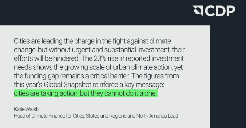 CDP (@cdp) on Twitter photo Demand for climate finance for cities grows year-on-year. Transparent, robust data on projects and investment needs is essential to drive action. Our 2024 Global Snapshot, with <a href="/Mayors4Climate/">Global Covenant</a>, reveals cities' potential and investment opportunities. Explore it here: Demand for climate finance for cities grows year-on-year. Transparent, robust data on projects and investment needs is essential to drive action. Our 2024 Global Snapshot, with <a href="/Mayors4Climate/">Global Covenant</a>, reveals cities' potential and investment opportunities. Explore it here: