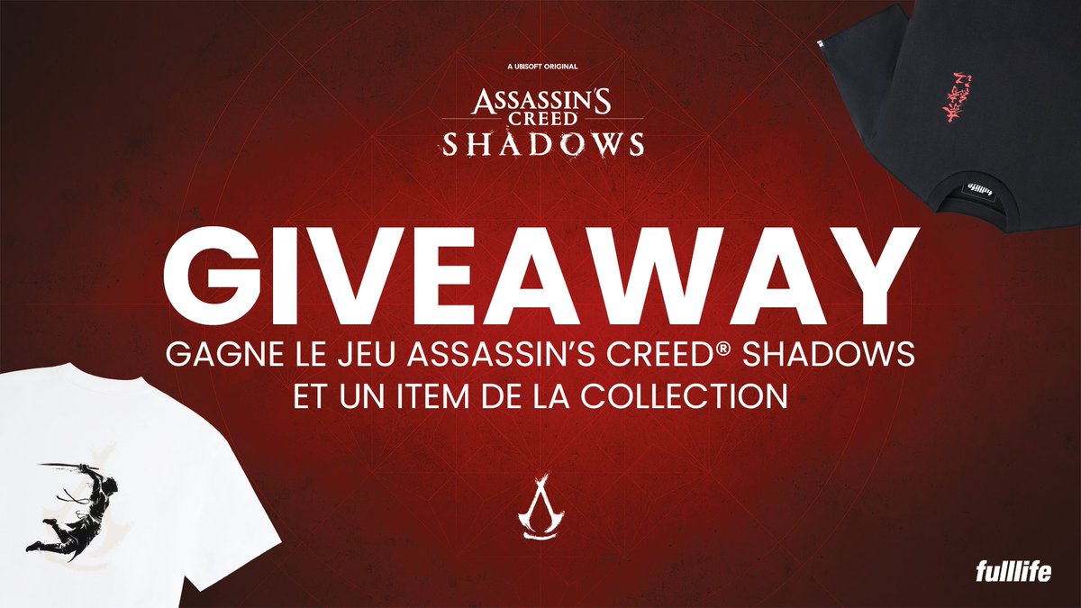 Fulllife (@fulllife_fr) on Twitter photo Assassin’s Creed Shadows arrive bientôt ! 🌸
Pour fêter la sortie du jeu et notre collab avec <a href="/UbisoftFR/">Ubisoft FR 🇫🇷</a>, on fait gagner le jeu et un item de la collection à 3 d’entre vous !
Pour participer :
❤️ Follow <a href="/Fulllife_fr/">Fulllife</a> et <a href="/AssassinsFR/">Assassin's Creed FR</a>
🔁 RT
Tirage au sort le 10 mars ! 🍀 Assassin’s Creed Shadows arrive bientôt ! 🌸
Pour fêter la sortie du jeu et notre collab avec <a href="/UbisoftFR/">Ubisoft FR 🇫🇷</a>, on fait gagner le jeu et un item de la collection à 3 d’entre vous !
Pour participer :
❤️ Follow <a href="/Fulllife_fr/">Fulllife</a> et <a href="/AssassinsFR/">Assassin's Creed FR</a>
🔁 RT
Tirage au sort le 10 mars ! 🍀