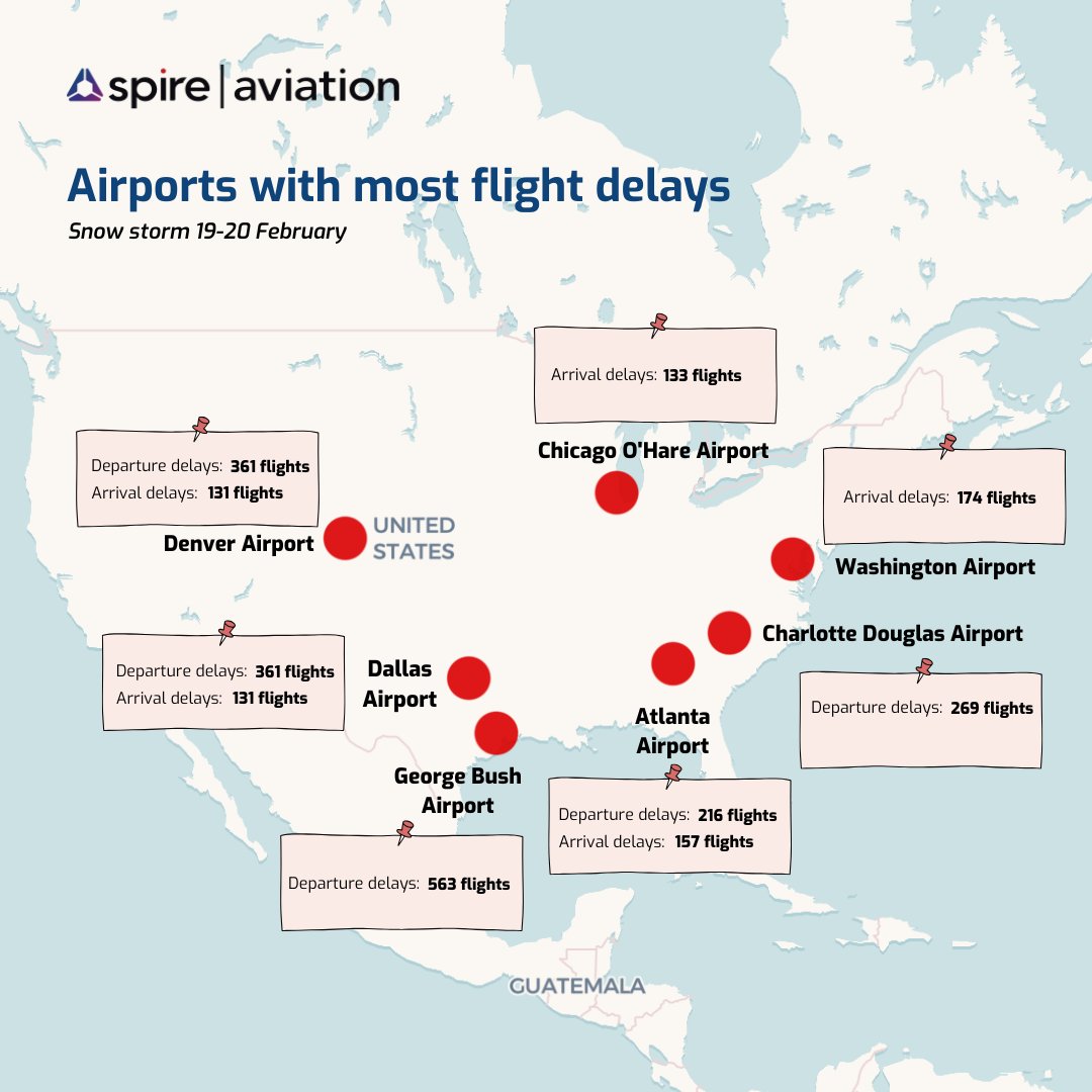 February’s winter storm caused major travel disruptions across the U.S., leading to widespread flight delays and cancellations. Our latest visualization maps out the hardest-hit airports, showing where departures and arrivals faced the biggest setbacks.