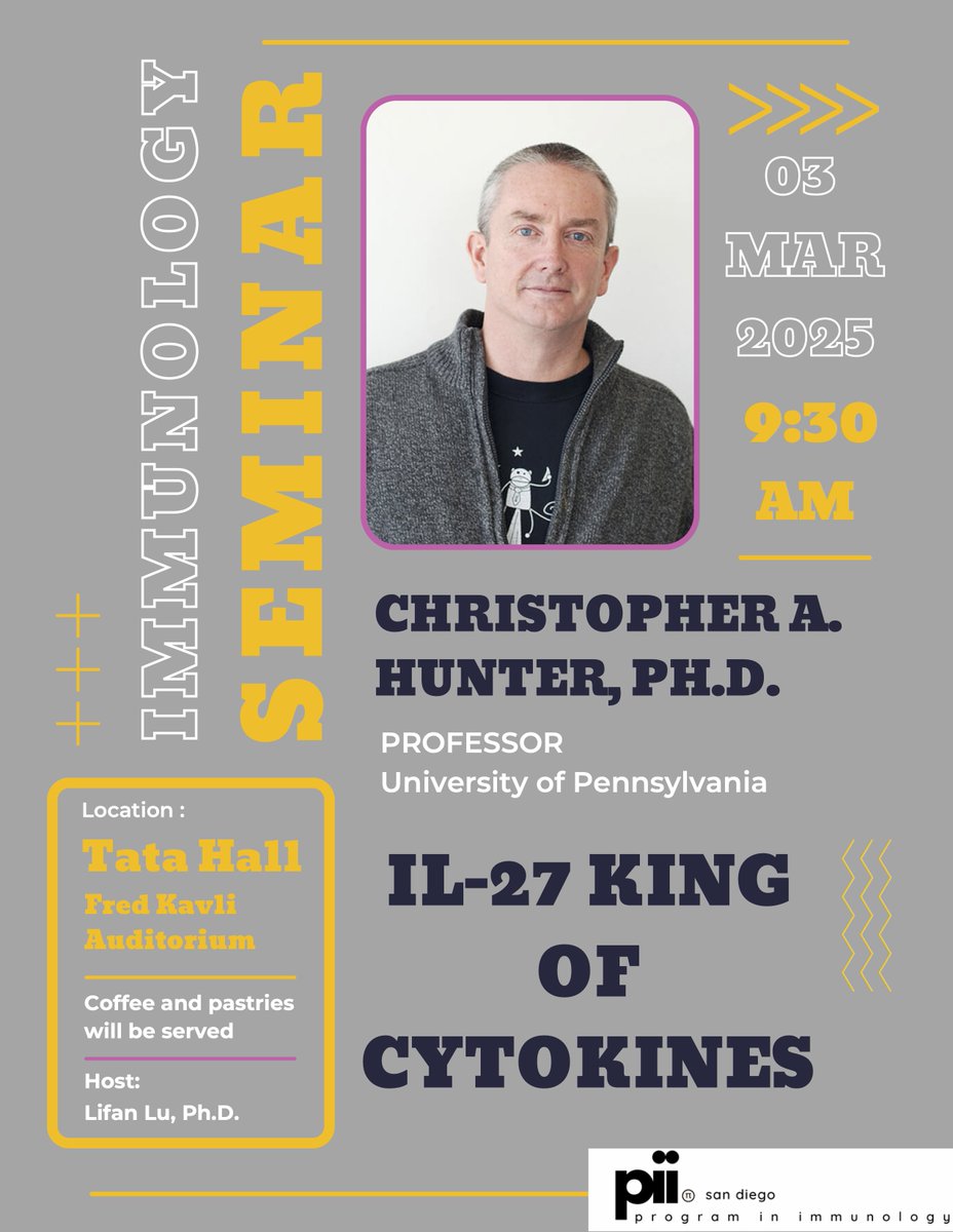The Program in Immunology welcomes Dr. Christopher Hunter <a href="/KingOfPathogens/">ChrisHunter</a> from <a href="/pennvet/">Penn Vet</a>. Please join us for his seminar!