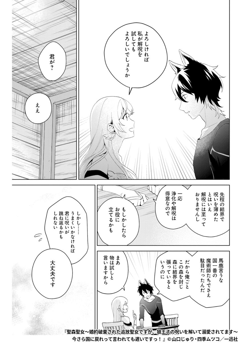 『聖森聖女~婚約破棄された追放聖女ですが、狼王子の呪いを解いて溺愛されてます~今さら国に戻れって言われても遅いですっ!』6/6
1ポスト目のURLから続きを読む!