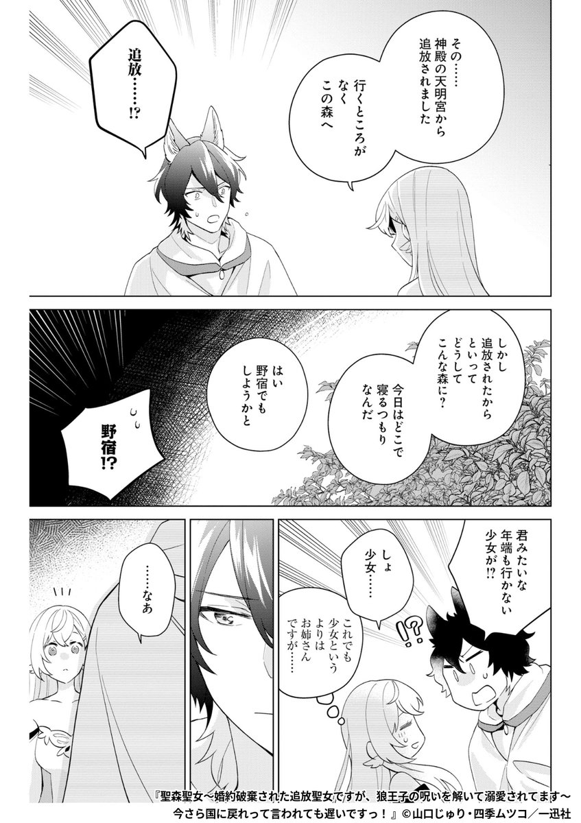 『聖森聖女~婚約破棄された追放聖女ですが、狼王子の呪いを解いて溺愛されてます~今さら国に戻れって言われても遅いですっ!』4/6
1ポスト目のURLから続きを読む!