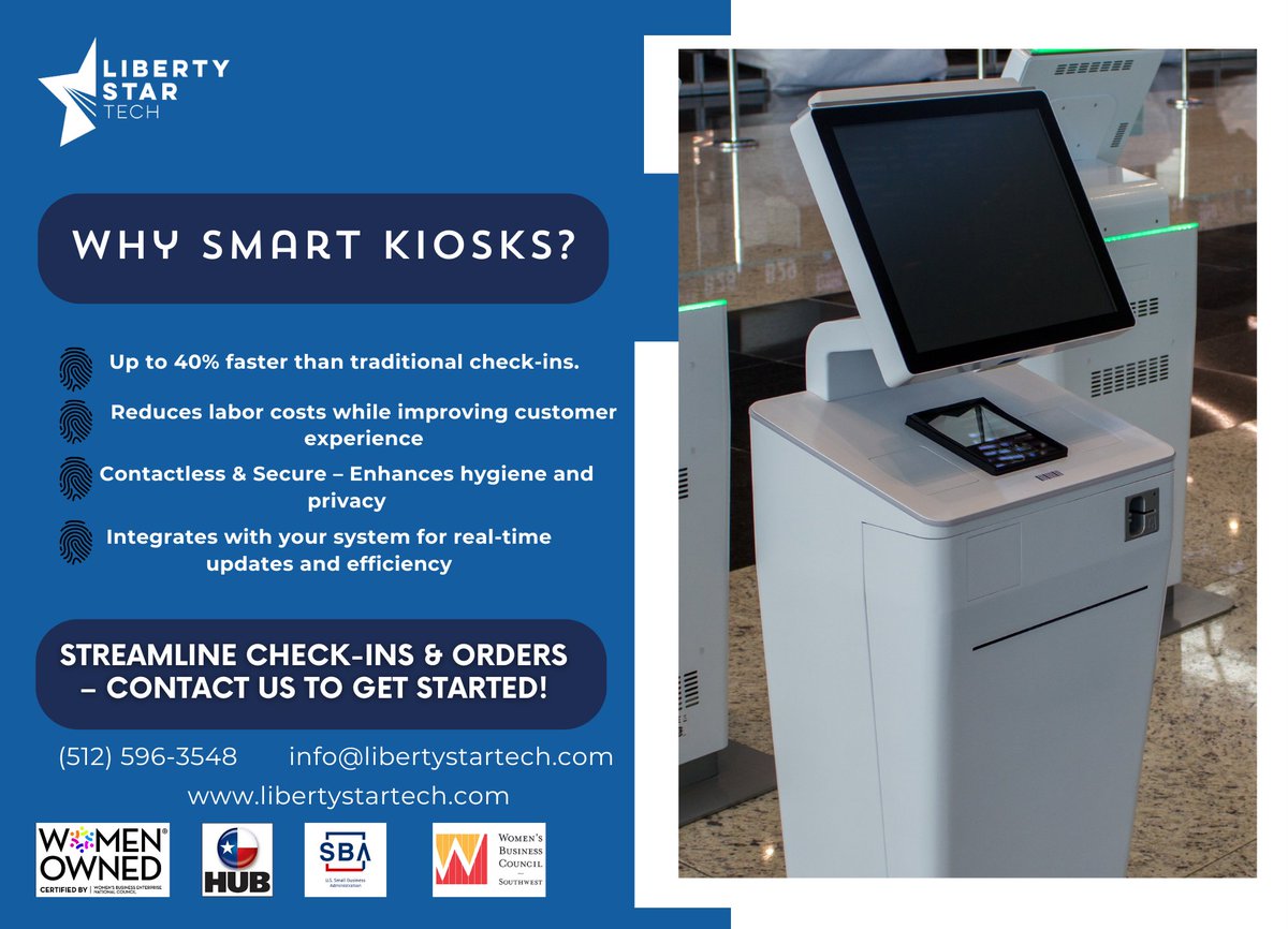 LibertyStarTech's tweet image. #SmartKiosk #SelfServiceKiosk #TouchlessTechnology #AutomatedSolutions #KioskTechnology #ContactlessService #SelfCheckIn #SmartRetail #DigitalTransformation #KioskSolutions