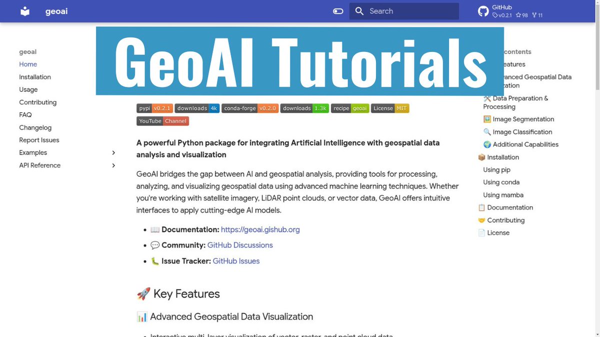 🚀 Exciting news! I'm launching a new #GeoAI tutorial series where I'll guide you through using the powerful GeoAI Python package for integrating AI with geospatial data analysis and visualization. 🌍✨

🔗 Check out the first tutorial here: youtu.be/teqyY8GNYRU
🛠️ Explore the