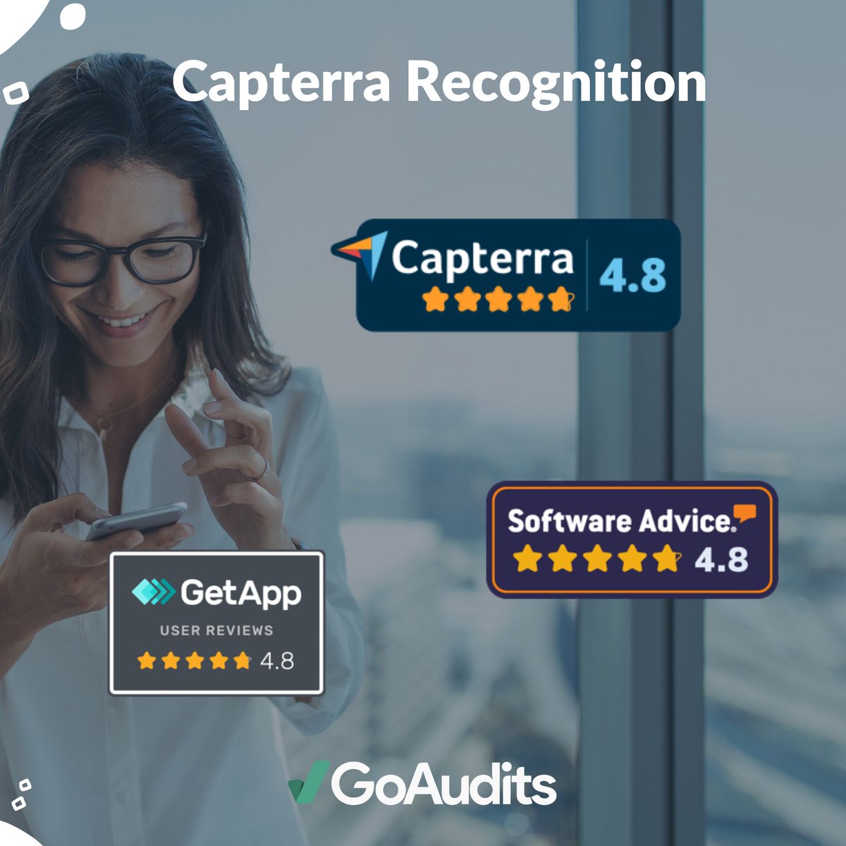 goaudits's tweet image. 🌟 Based on 100s of 5-star customer reviews, we received over 12 prestigious @Capterra  and  @GetApp  badges: including top customer support, most user-friendly #inspection app, as well as best in #compliance, #EHS management, and #incident management. Thank you for your trust!