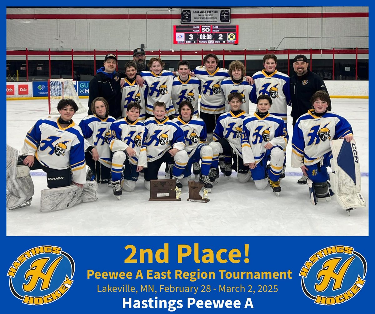CONGRATS to our PWA team for taking 2nd in the EAST REGION! They defeated Chisago Lakes 6-3, defeated Mound Westonka 4-3 and fell to OMG 4-3. On Sun they beat St Paul 8-4 and Cottage Grove 3-2 in OT in the 2nd-Place game. The team earned a berth in the PWA STATE TOURNAMENT!