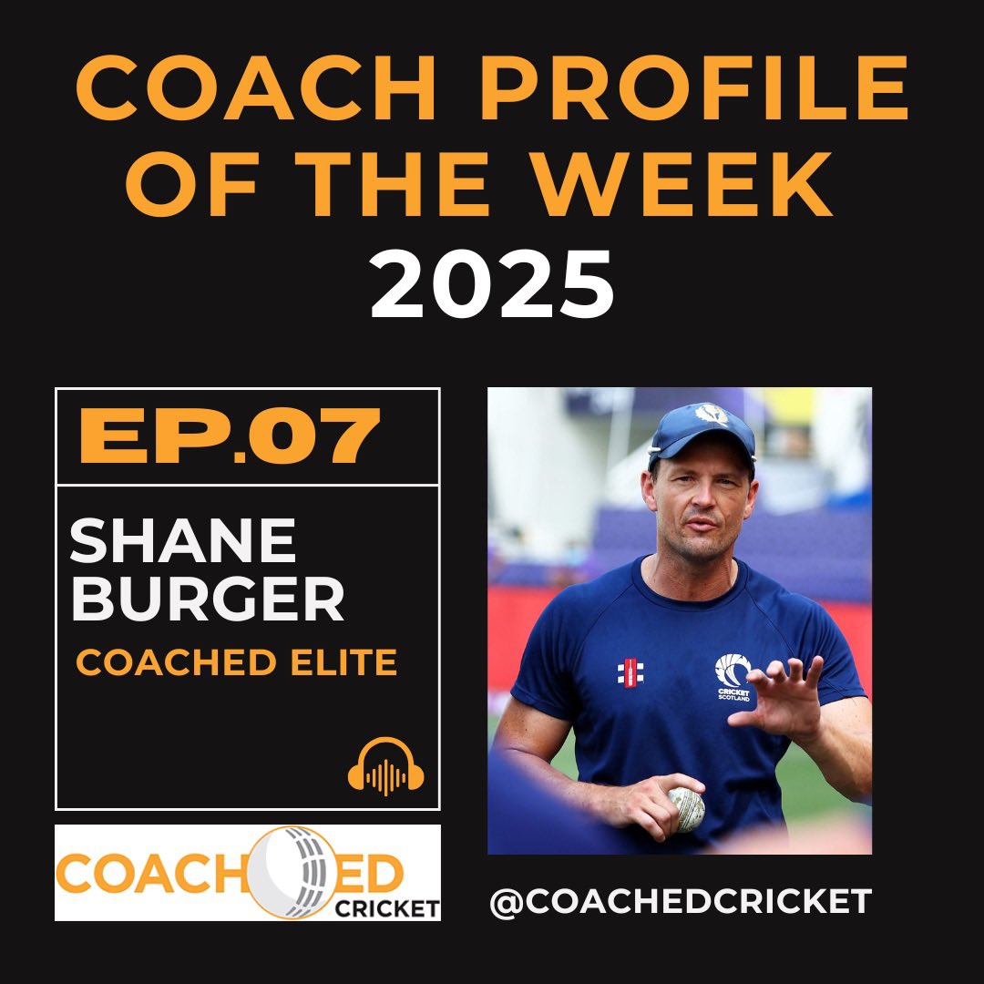 Coach Profile of the Week - Episode 7 - Elite Coach Shane Burger 🏏

Shane has an extensive professional playing and coaching career and his insights from his experiences around the world are brilliant learnings for us all. 

Listen here for FREE - buzzsprout.com/1873438/episod…