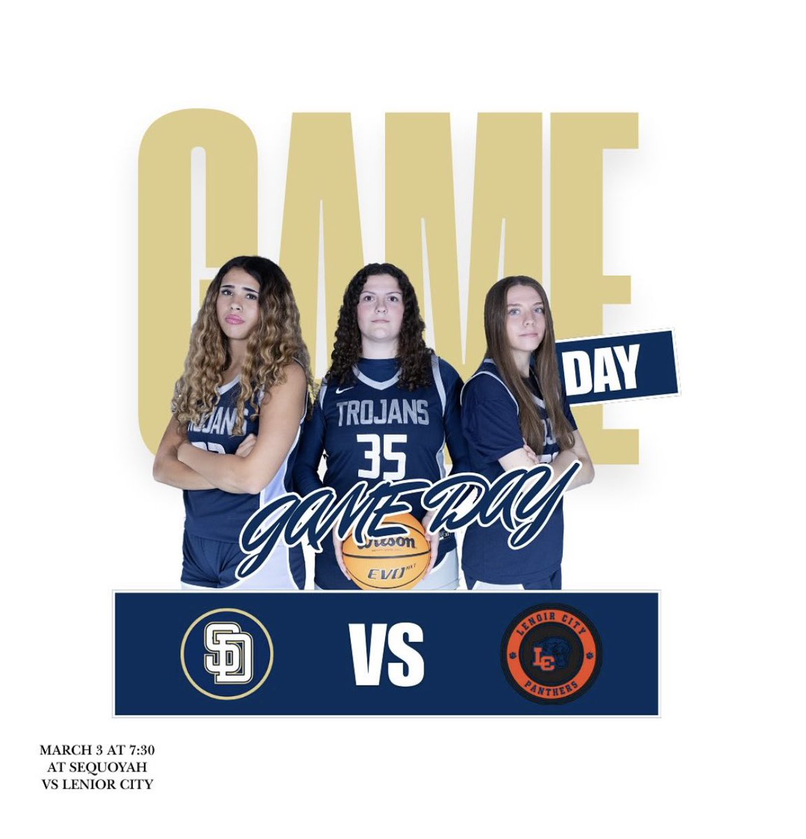 Gameday! Region Semi-Finals. 

⏰7:30 
📍@ Sequoyah 
🆚Lenoir City 

Go Lady Trojans!