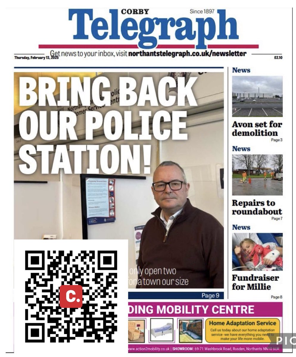 LeeBarronMP's tweet image. Please sign up to our campaign for a Police Station and a Dedicated Response Unit in #Corby
You can scan the QR code in the image below or click on the link below.
Thank you in advance for your support. Together we can make a difference.
rb.gy/daxeej