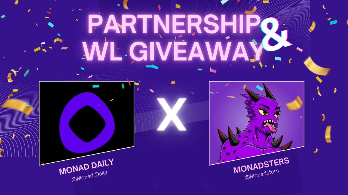 🟪 Monad Daily 🤝 Monadsters – WL Giveaway! 🎁

We’re officially teaming up with <a href="/Monadsters/">Monadsters</a>, a community-driven NFT collection featuring 4,444 unique monsters on Monad! 🔥

The testnet collection is already at a 47 $MON floor price—a 47x from mint price (1 $MON)! 👀

🎁 Giving