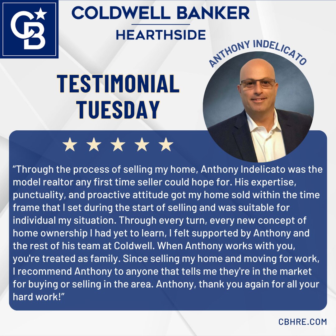 CBHearthside's tweet photo. 👏 Huge congratulations to Anthony Indelicato for receiving this amazing testimonial! 🌟 Your commitment to your clients truly make a difference. Keep up the amazing work! 🏡💙
https://t.co/R1R7iWNK6j
#ClientSuccess #TestimonialTuesday #ComeHomeWithHearthside #CBHRE https://t.co/A013JLJBHC