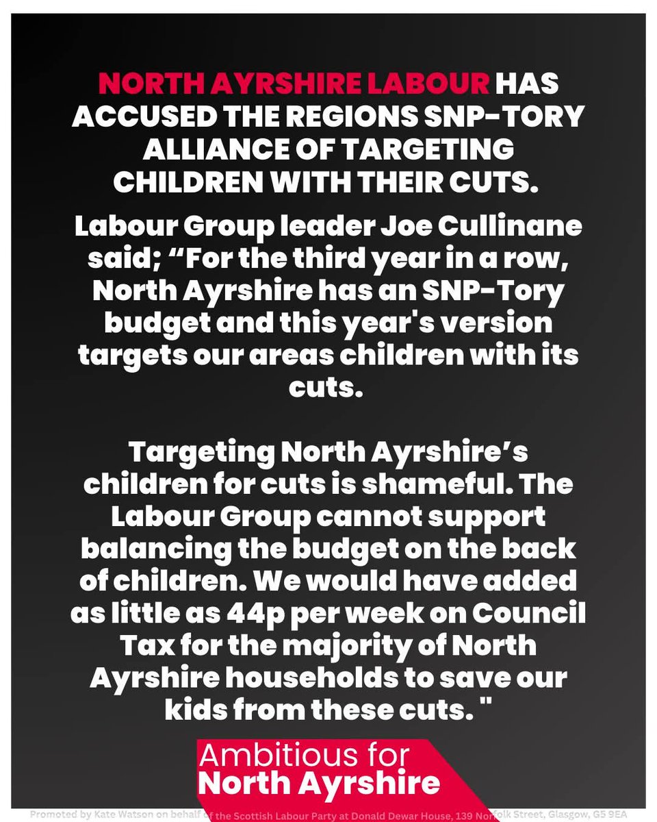 North Ayrshire Council is an SNP-TORY Alliance. Where they join forces to block good policy proposals so they can cut services instead.