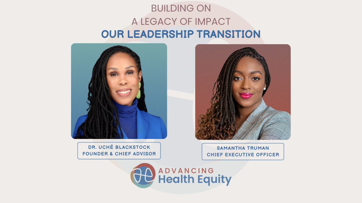 ⭐️When I founded #AdvancingHealthEquity exactly six years ago, I had tremendous dreams for the impact the organization would make. Thrilled to announce that I’ve officially transitioned from CEO to Chief Advisor &amp; Samantha Truman is our new CEO!
<a href="/LinkedIn/">LinkedIn</a>: linkedin.com/posts/advancin…