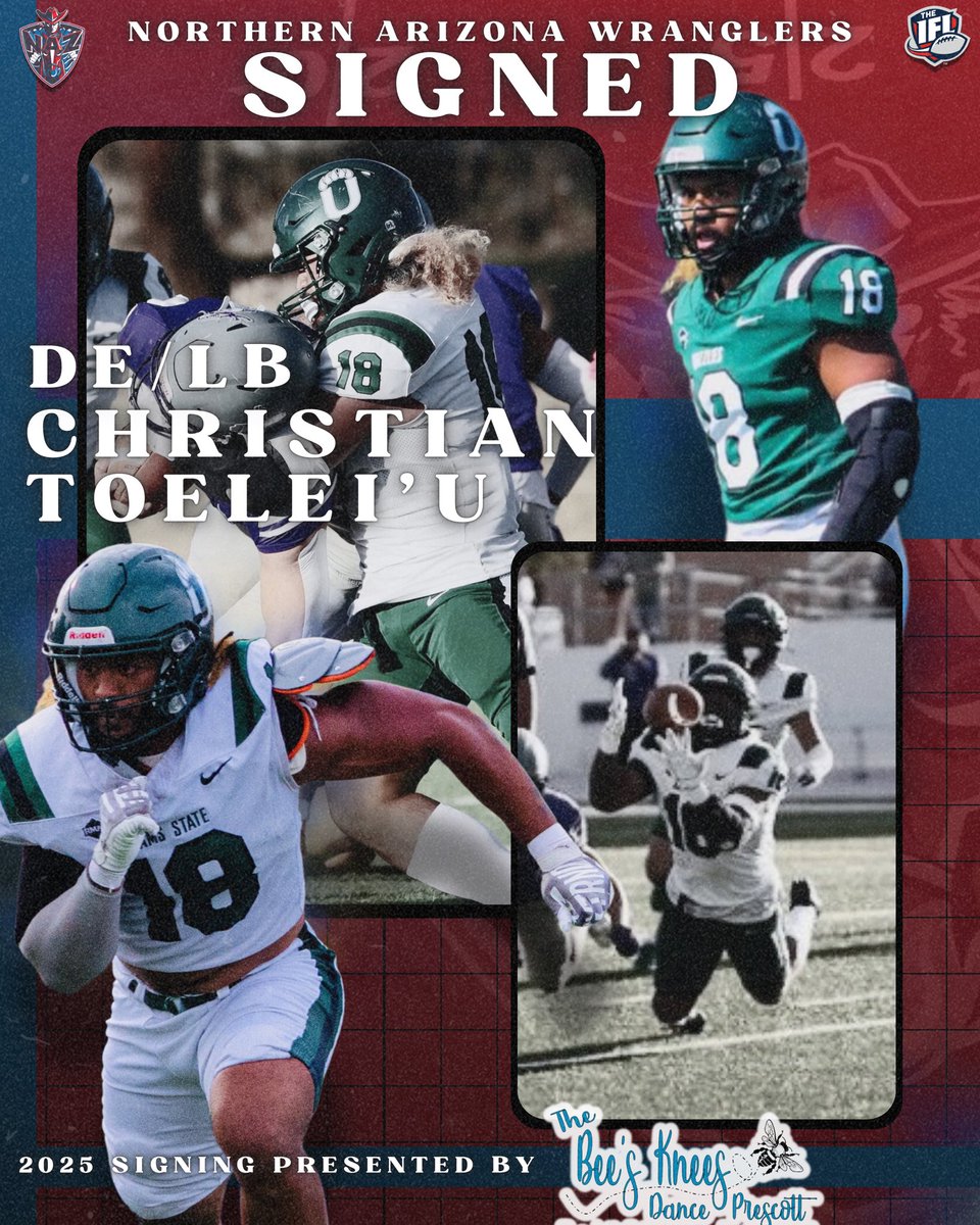 The Wranglers have signed  DE/LB Christian Toelei’u! 👀💪 Welcome to the squad, <a href="/Biguce07/">Christian Toeleiu 🇦🇸🇼🇸</a> ! 🤝🏈🥊Read the story through the link below! ⬇️🔥🤠 This signing is presented by The Bee’s Knees Dance Prescott! 💃🕺🪩

nazwranglers.com/news/2025/3/3/…

<a href="/IndoorFL/">Indoor Football League</a> 
<a href="/FindlayCenter/">Findlay Toyota Center</a>