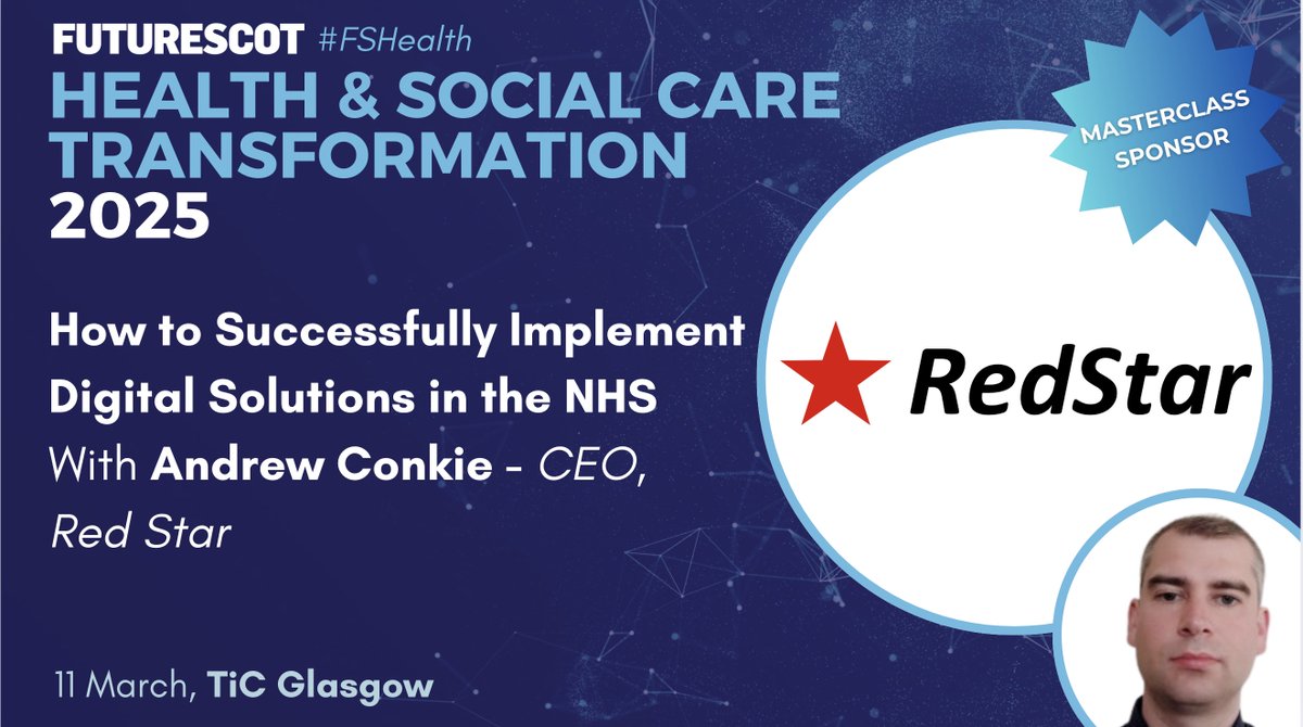 📣 Health &amp; Social Care Transformation 2025 📣 Masterclass Announcement 

We are excited to announce that the <a href="/RedStarAI/">RedStar</a>  team will deliver a masterclass on March 11 at the University of Strathclyde, Technology &amp; Innovation Centre.

MORE ➡️futurescot.com/futurescot-con…