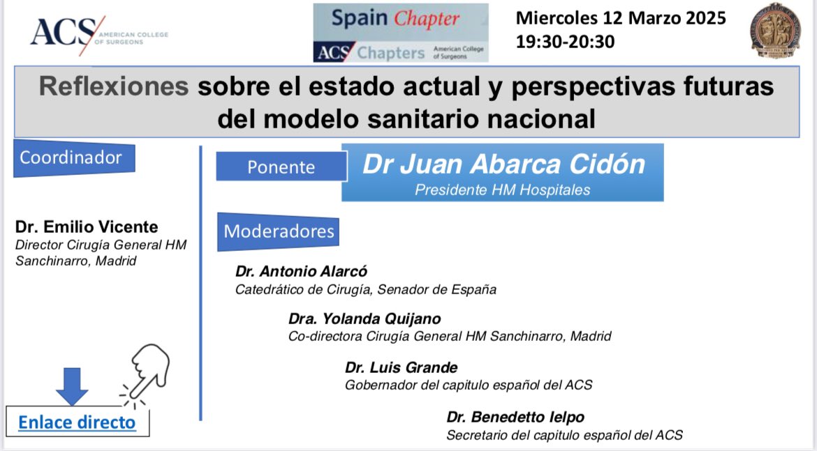benedetto ielpo (@ielpob) on Twitter photo 🗓️12 de marzo 19:30h
Este encuentro reunirá a líderes del sector como el <a href="/JuanAbarcaCidon/">JUAN ABARCA CIDÓN</a> para debatir sobre:
✅ El estado actual del modelo sanitario nacional: fortalezas y debilidades.
✅ El equilibrio entre la sanidad pública y privada
🔗 teams.microsoft.com/l/meetup-join/… 🗓️12 de marzo 19:30h
Este encuentro reunirá a líderes del sector como el <a href="/JuanAbarcaCidon/">JUAN ABARCA CIDÓN</a> para debatir sobre:
✅ El estado actual del modelo sanitario nacional: fortalezas y debilidades.
✅ El equilibrio entre la sanidad pública y privada
🔗 teams.microsoft.com/l/meetup-join/…
