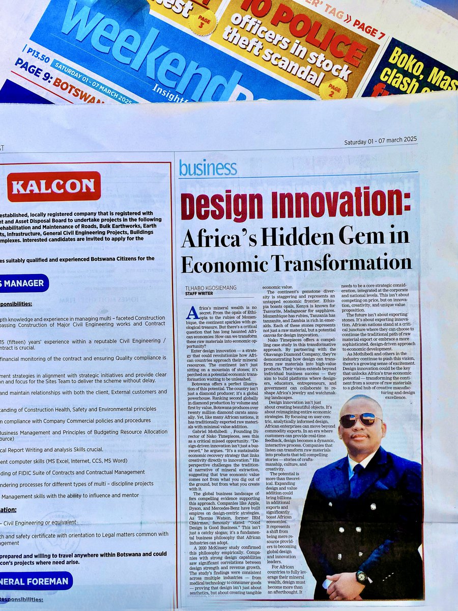 Gabriel Mothibedi (@gabrielmothibed) on Twitter photo Design Innovation: Africa's Hidden Gem in Economic Transformation✍️. An expert-interview with <a href="/gabrielmothibed/">Gabriel Mothibedi</a> of <a href="/nakotimepieces/">Nako Timepieces</a>. Conducted by Hlabo Kgosiemang of <a href="/WeekendpostP/">WeekendPost-Insightful</a>📰. Get yourself a copy now🗞️…
Cheers🥂to many more years of design development... Design Innovation: Africa's Hidden Gem in Economic Transformation✍️. An expert-interview with <a href="/gabrielmothibed/">Gabriel Mothibedi</a> of <a href="/nakotimepieces/">Nako Timepieces</a>. Conducted by Hlabo Kgosiemang of <a href="/WeekendpostP/">WeekendPost-Insightful</a>📰. Get yourself a copy now🗞️…
Cheers🥂to many more years of design development...