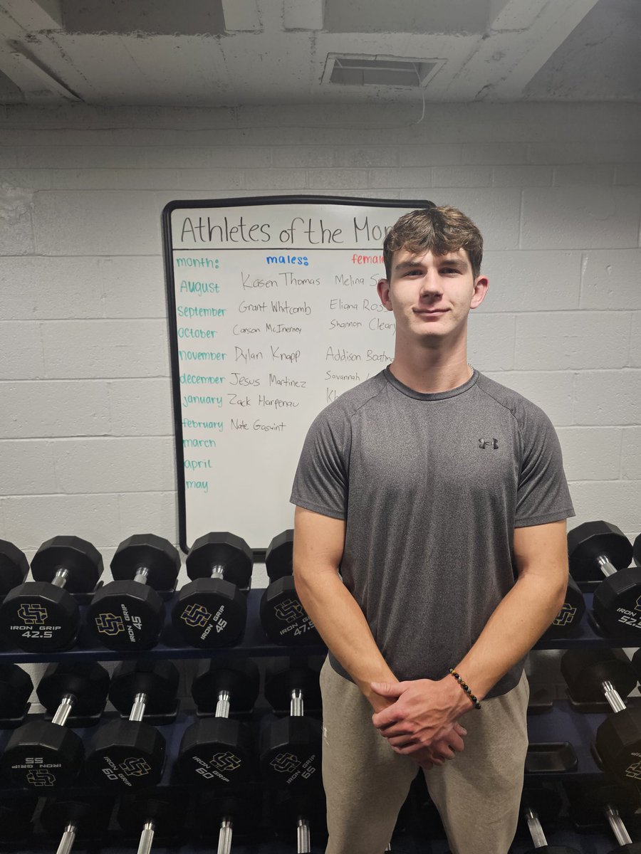 February's male athlete of the month is Nate Gaswint. Nate has done an amazing job of jumping right in with our program. He is coachable, he never shies away from challenges, and flat out works. Nate has really progressed since joining us. Get ready for a huge baseball season!