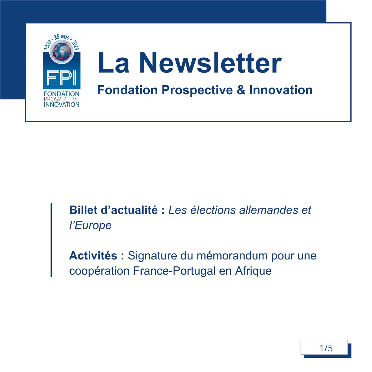 Fondation Prospective & Innovation (@fondationfpi) on Twitter photo ➡️ Découvrez la Newsletter de la <a href="/FondationFPI/">Fondation Prospective & Innovation</a> du vendredi 28 février 2025 : urls.fr/WN7YFL
📷 Pour retrouver nos publications et suivre notre programmation : urls.fr/BMpM0F
<a href="/jpraffarin/">Jean-Pierre Raffarin</a> <a href="/jf_cope/">Jean-François Copé</a> <a href="/EmmanuellePeres/">Emmanuelle PERES</a> <a href="/CIAN_Afrique/">Cian</a> <a href="/EtienneGiros/">Etienne Giros</a> <a href="/cip_empresarial/">CIP - Confederação Empresarial de Portugal</a> ➡️ Découvrez la Newsletter de la <a href="/FondationFPI/">Fondation Prospective & Innovation</a> du vendredi 28 février 2025 : urls.fr/WN7YFL
📷 Pour retrouver nos publications et suivre notre programmation : urls.fr/BMpM0F
<a href="/jpraffarin/">Jean-Pierre Raffarin</a> <a href="/jf_cope/">Jean-François Copé</a> <a href="/EmmanuellePeres/">Emmanuelle PERES</a> <a href="/CIAN_Afrique/">Cian</a> <a href="/EtienneGiros/">Etienne Giros</a> <a href="/cip_empresarial/">CIP - Confederação Empresarial de Portugal</a>