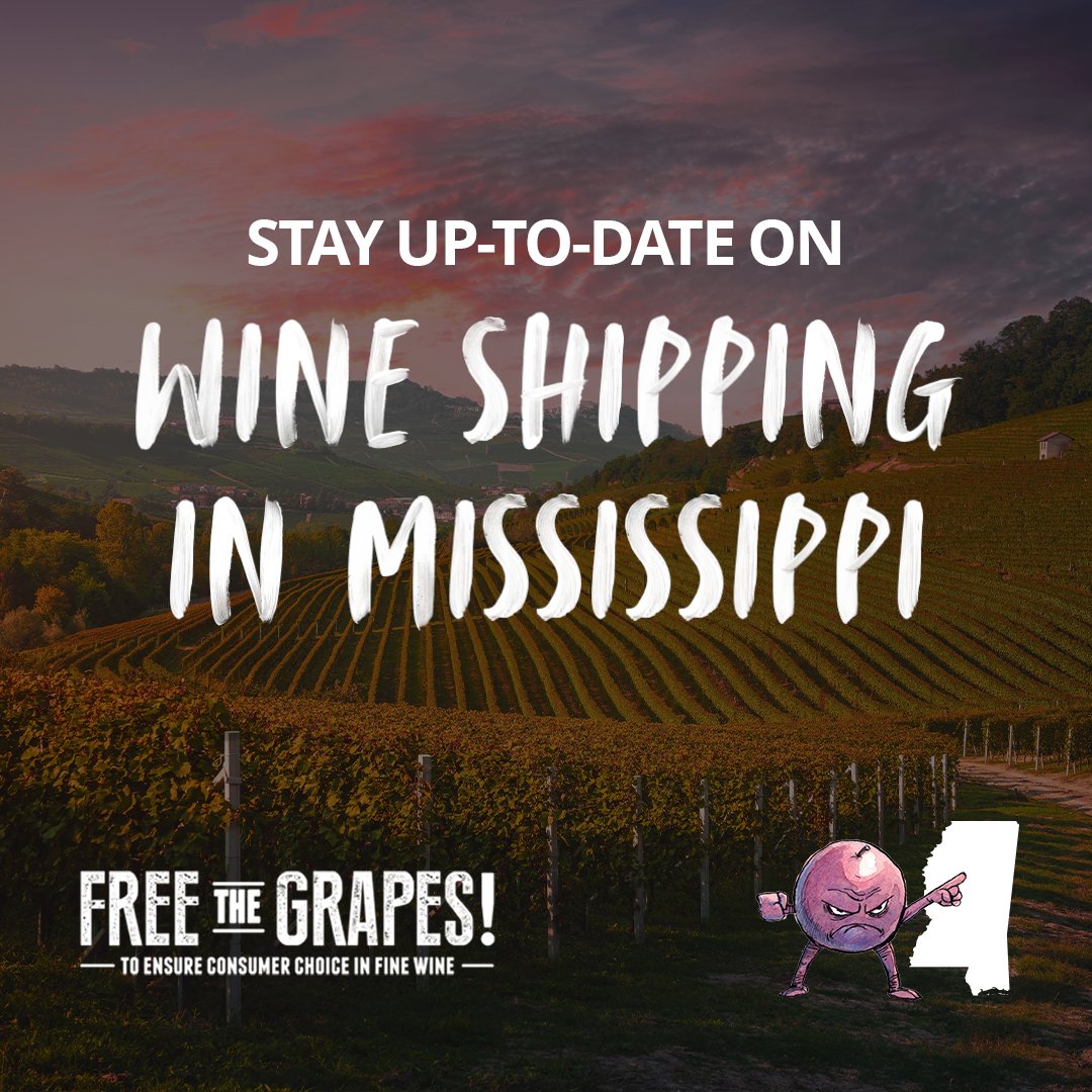 Update on Mississppi: We’re disappointed to report that S2145 was signed into law. This contains language which severely limits DTC sales. Learn more: freethegrapes.org/blog/
#winerydtcshipping #wineshipping #dtcshipping