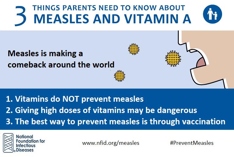 ImmKSCoalition's tweet photo. BREAKING: AAP leaders combating #misinformation amid #measlesoutbreak, stress importance of #vaccination

Sean T. O’Leary, M.D., M.P.H., FAAP, Chair of the AAP Committee on Infectious Diseases (COID), emphasizes that #vitaminA 'should not be used to prevent #measles,' and warns that 'high doses are potentially very harmful.' He also stresses that 'the only effective way to #preventmeasles is the MMR vaccine.'

Read the full story: https://t.co/Uf6c6cF6QQ

@AAPNews @NFIDVaccines