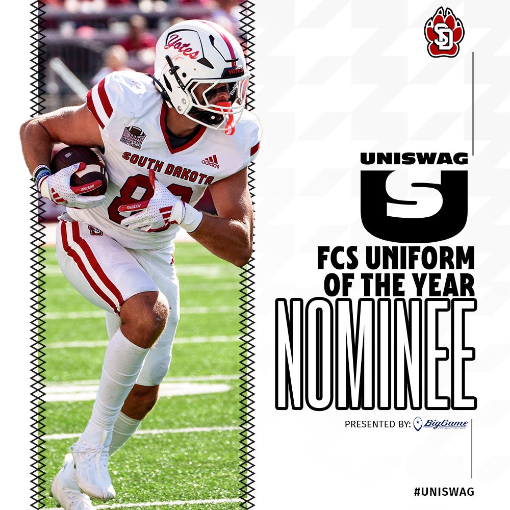 UNISWAG (@uniswag) on Twitter photo UNISWAG FCS Uniform of the Year Nominee presented by <a href="/BigGameUSA/">Big Game USA</a>
<a href="/SDCoyotesFB/">South Dakota Football</a> is up for the best FCS uniform of the 2024 College Football season!
Click here to vote: bit.ly/2sHF6u9
#uniswag UNISWAG FCS Uniform of the Year Nominee presented by <a href="/BigGameUSA/">Big Game USA</a>
<a href="/SDCoyotesFB/">South Dakota Football</a> is up for the best FCS uniform of the 2024 College Football season!
Click here to vote: bit.ly/2sHF6u9
#uniswag