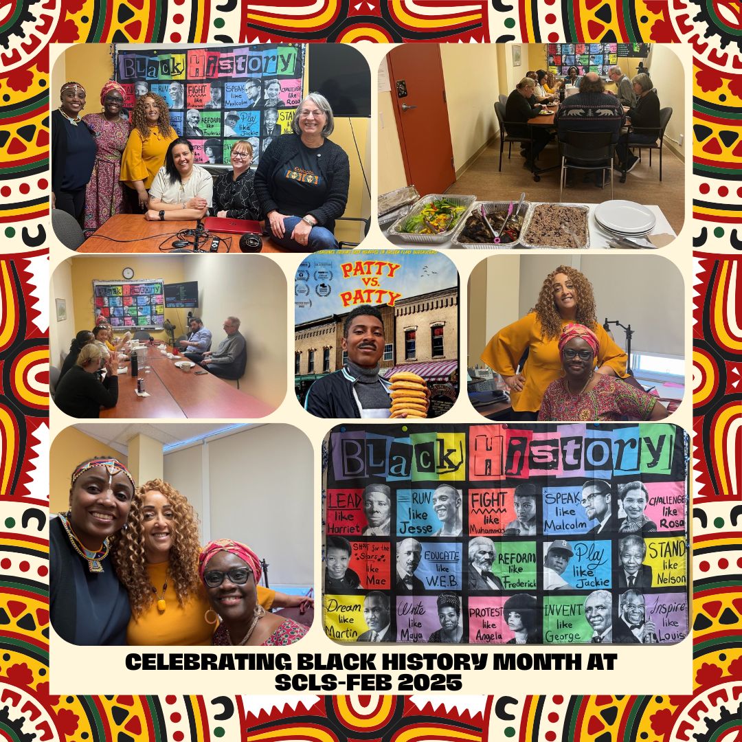 In February, SCLS celebrated #BlackHistoryMonth by sharing a meal at the office &amp; watching Patty vs. Patty 🎥—a doc about the iconic Jamaican patty 🥟. Of course, we enjoyed some delicious patties too! 🍛✨ #BHM #CommunityMatters