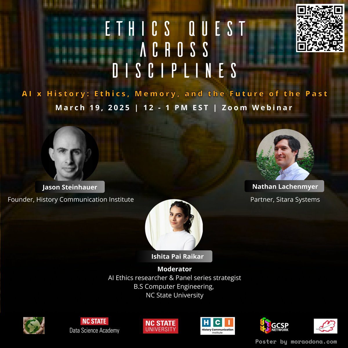 We are proud to partner with NC State University as part of their ongoing series on AI ethics. 

This month, the theme is AI x History. We are sponsoring this event on March 19 , via Zoom