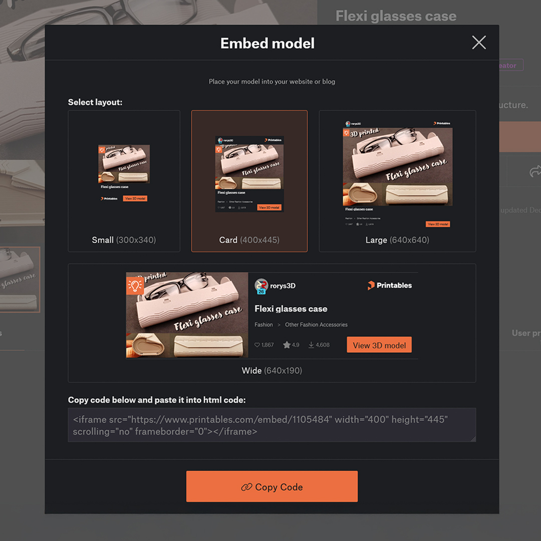 printablescom's tweet image. Now you can easily embed your favorite models from Printables.com! 🎉 This new feature allows you to display and share models directly on any website. Just go to a model's sharing settings, grab the code, and paste it wherever you want. 💡