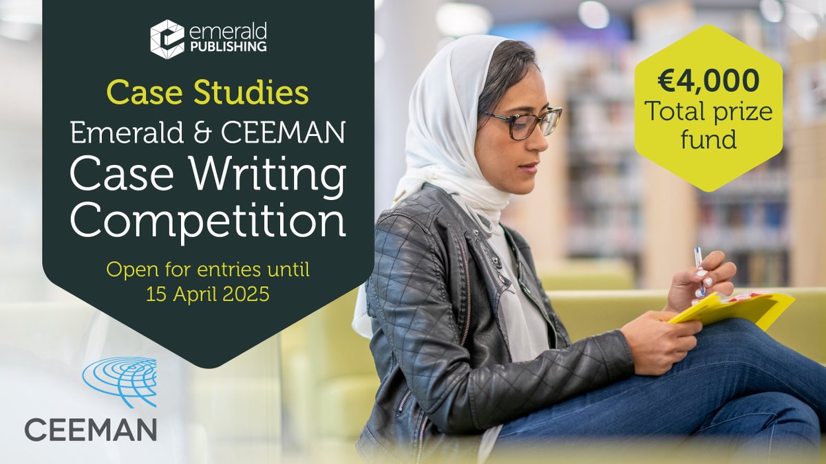 Emerald Publishing and CEEMAN welcome authors to submit high-quality teaching cases to this competition, which aims to develop case material relevant to dynamic and emerging economies.
Find out more 👉 bit.ly/4jX3XCV