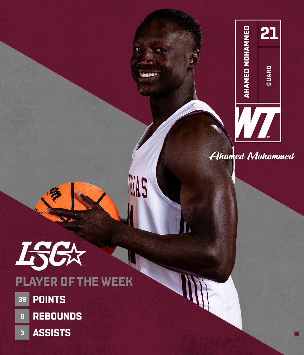 West Texas A&M Menās Basketball (@wtamu_mbb) on Twitter photo Ahamed Mohammed picks up his third <a href="/LoneStarConf/">Lone Star Conference</a> Player of the Week award of the season!!
#BuffNation Ahamed Mohammed picks up his third <a href="/LoneStarConf/">Lone Star Conference</a> Player of the Week award of the season!!
#BuffNation
