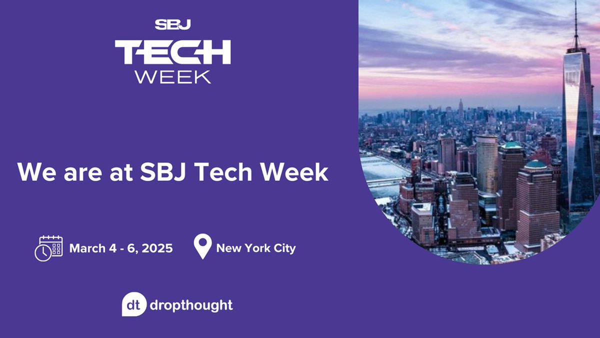 dropthought's tweet image. DropThought will be attending SBJ Tech Week 2025 in New York City from March 4-6, 2025. Our platform helps teams and venues capture real-time fan feedback to improve engagement and drive unforgettable experiences. See you there! 

#SBJTechWeek #FanXP #FanExperience #FanEngagement