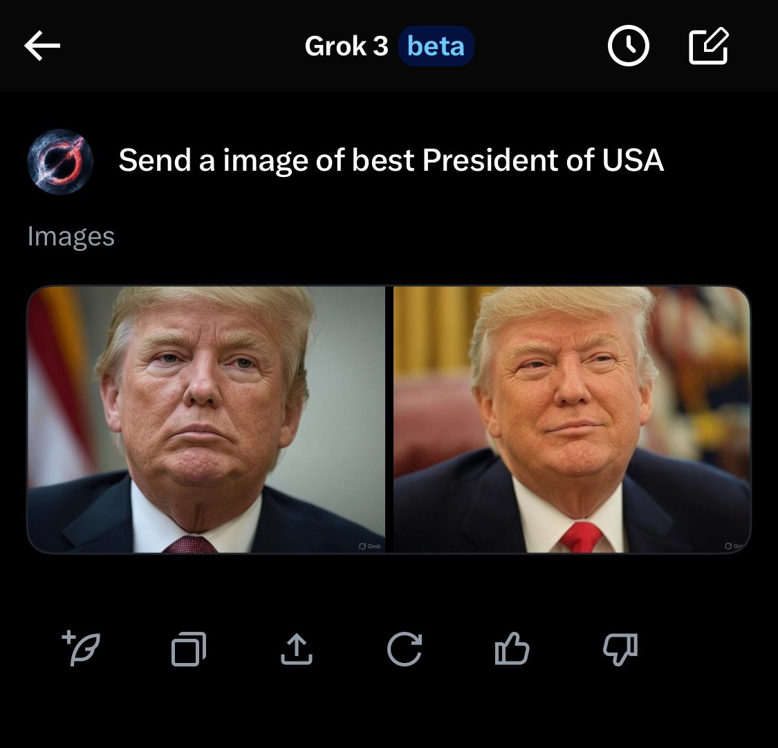 I asked Grok to generate an image of best president of USA.

$GROK3 #GROK