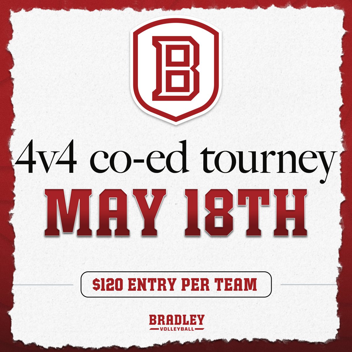 🚨𝗦𝗔𝗩𝗘 𝗧𝗛𝗘 𝗗𝗔𝗧𝗘🚨

We will be hosting a 4v4 co-ed grass volleyball tournament on May 18th. Make sure to be on the lookout for additional information!🏐