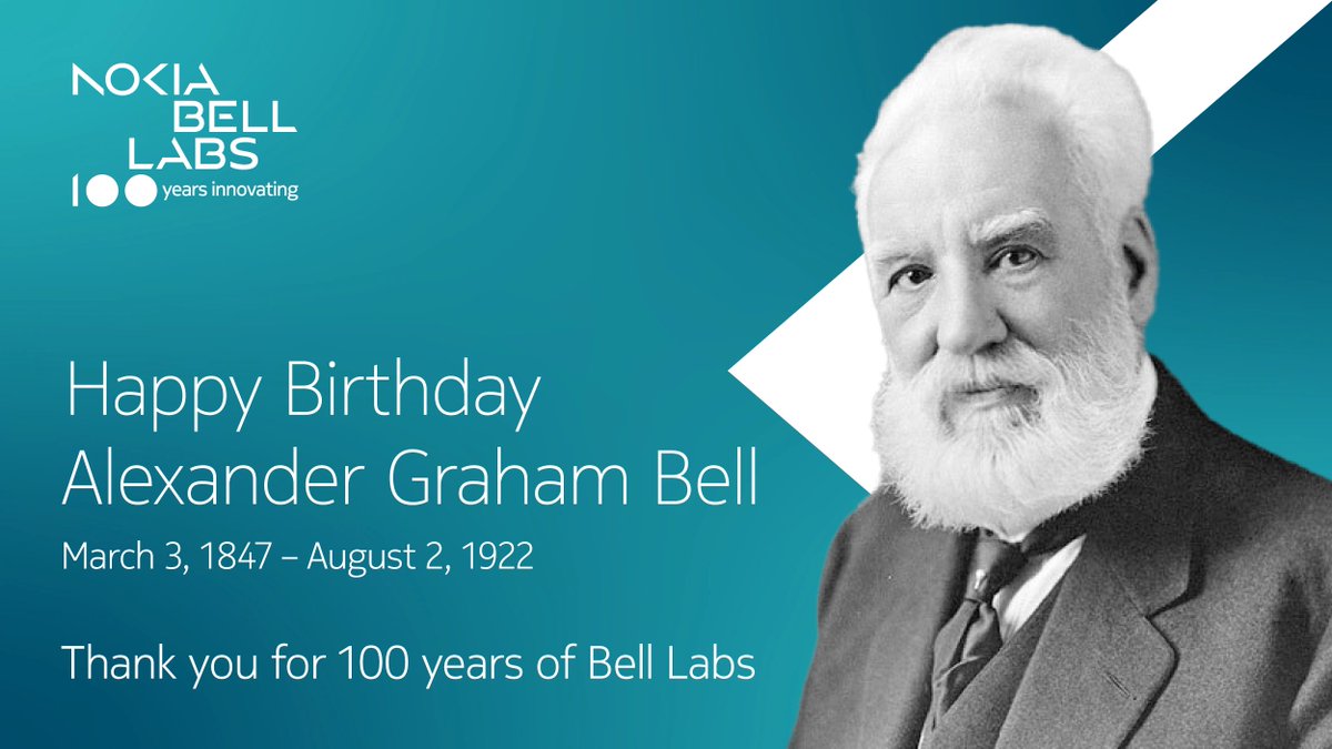 BellLabs's tweet photo. π‘ Bell Labs began with Alexander Graham Bell...
Today, on his birthday, we celebrate him & the vast accomplishments that resulted from Bell Labs' founding 100 years ago.
We honor his legacy through our continued #innovation.
#ThisDayInSTEM #BellLabs #NokiaBellLabs100 https://t.co/lJO2vLsKWQ