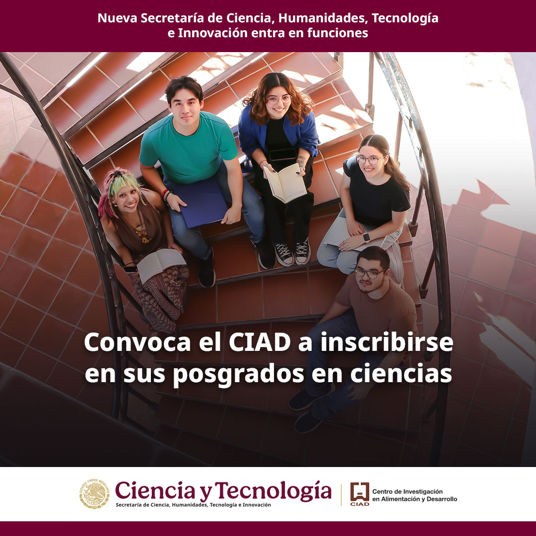 La convocatoria 2025-II del #CIAD para estudiar la #Maestría y el #Doctorado en #Ciencias estará abierta hasta el 13 de junio de 2025.
Ambos posgrados se encuentran dentro del Sistema Nacional de Posgrados de la <a href="/Secihti_Mx/">Secretaría de Ciencia</a> 
➡bit.ly/3FcZo7k