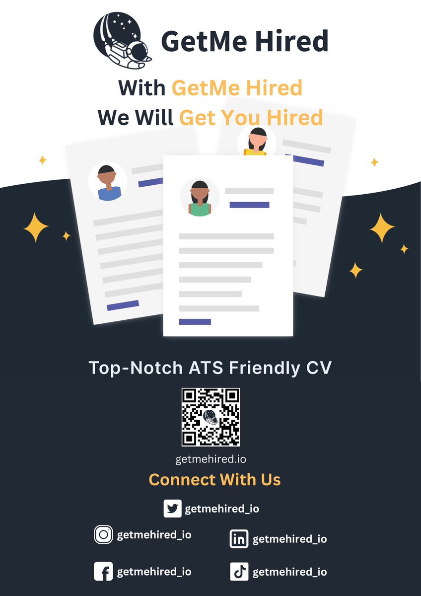 🎯 A targeted CV format can make all the difference! 

Match the format to the job you’re applying to highlight your most relevant strengths. 

The layout should guide recruiters’ eyes to the skills and experiences that make you the perfect fit. 

Visit getmehired.io