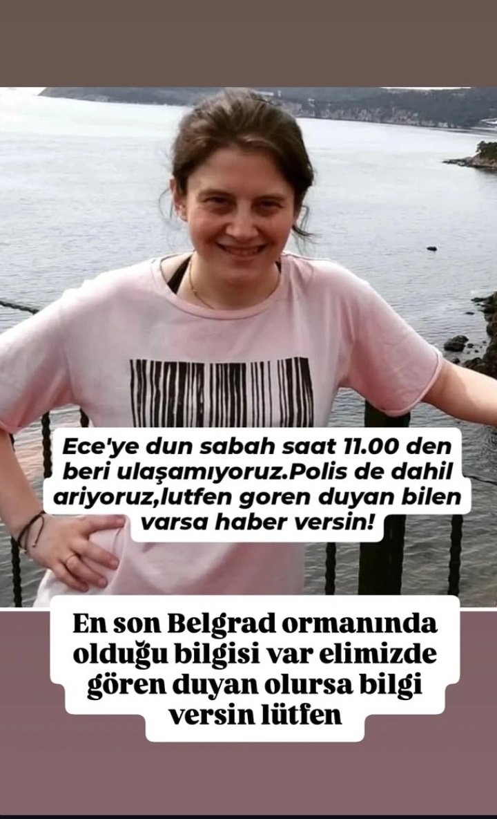 Muharreminacc's tweet photo. İstanbul Belgrad Ormanı'nda 35 yaşındaki Ece Gürel, dün sabah saatlerinde kayboldu. Arama çalışmaları AFAD, jandarma ve ailesi tarafından Belgrad Ormanı'nda sürdürülüyor. Aile, görenlerin 112'ye bildirmelerini rica ediyor.

Elden ele  belki bir gören vardır. https://t.co/XnplwaxZtn