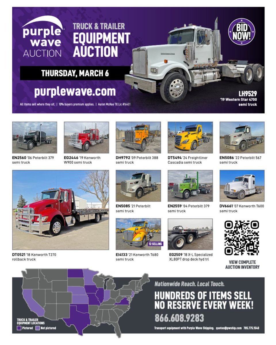 Fuel your fleet with our Truck &amp; Trailer Equipment Auction this Thursday, March 6th! Discover quality trucks, trailers, and related equipment engineered to propel your business forward. With no-reserve, it's time to bid and boost your operational power!
bit.ly/3EKlY78